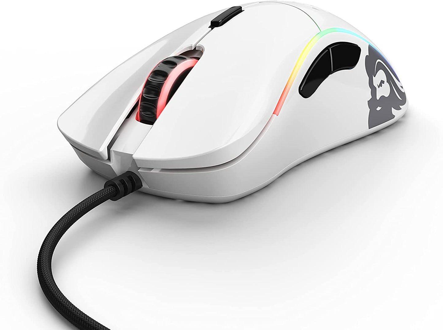 Model D Wired Gaming Mouse - 68G Ultra-Lightweight Honeycomb Structure, RGB Lighting, Ergonomic Design, Pixart 3360 Sensor, Omron Switches, PTFE Feet, 6 Programmable Buttons - Glossy White