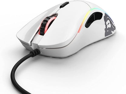 Model D Wired Gaming Mouse - 68G Ultra-Lightweight Honeycomb Structure, RGB Lighting, Ergonomic Design, Pixart 3360 Sensor, Omron Switches, PTFE Feet, 6 Programmable Buttons - Glossy White
