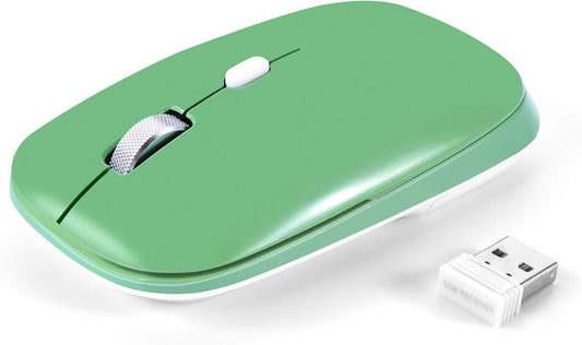 Wireless Mouse, 2.4G Slim Silent Cordless Mouse with USB Receiver, 3 Adjustable DPI Portable Optical Wireless Computer Mice for Laptop, PC, Notebook, Computer, Desktop, Mac (Green)