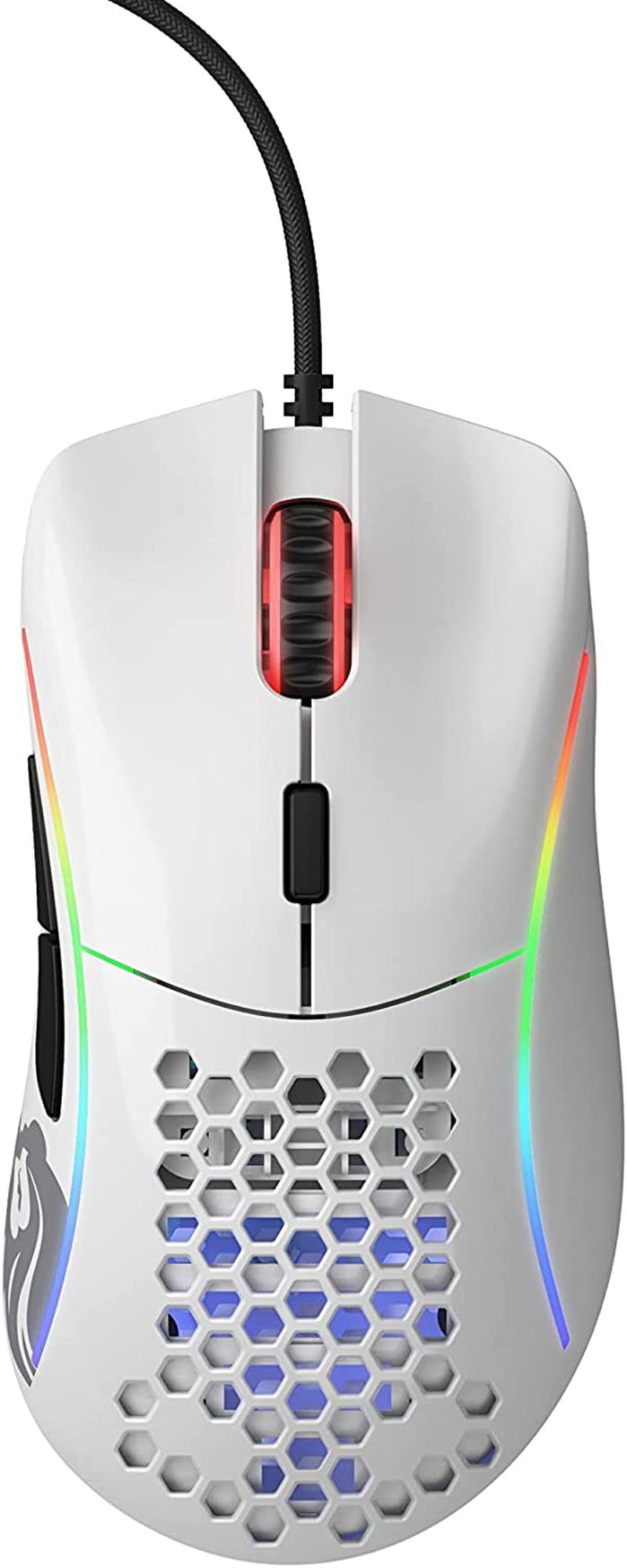 Model D Wired Gaming Mouse - 68G Ultra-Lightweight Honeycomb Structure, RGB Lighting, Ergonomic Design, Pixart 3360 Sensor, Omron Switches, PTFE Feet, 6 Programmable Buttons - Glossy White