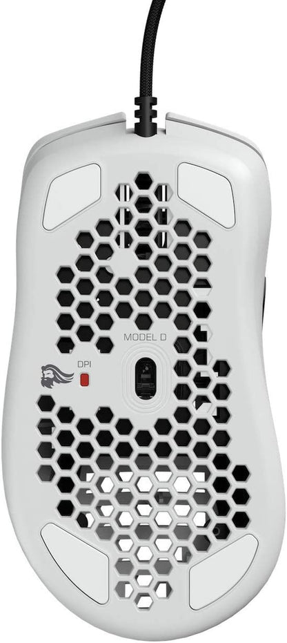 Model D Wired Gaming Mouse - 68G Ultra-Lightweight Honeycomb Structure, RGB Lighting, Ergonomic Design, Pixart 3360 Sensor, Omron Switches, PTFE Feet, 6 Programmable Buttons - Glossy White