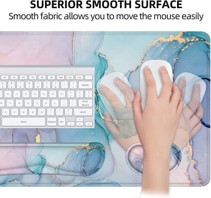 Large Mouse Pad with Wrist Rest, 4-In-1 Wrist Rest for Keyboard and Mouse