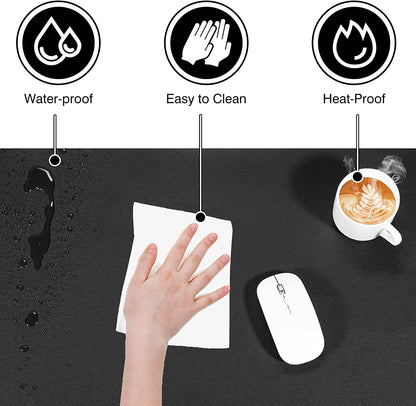 Leather Desk Pad Protector 36”X17” Desk Blotter Pad, Waterproof Writing Desk Accessories