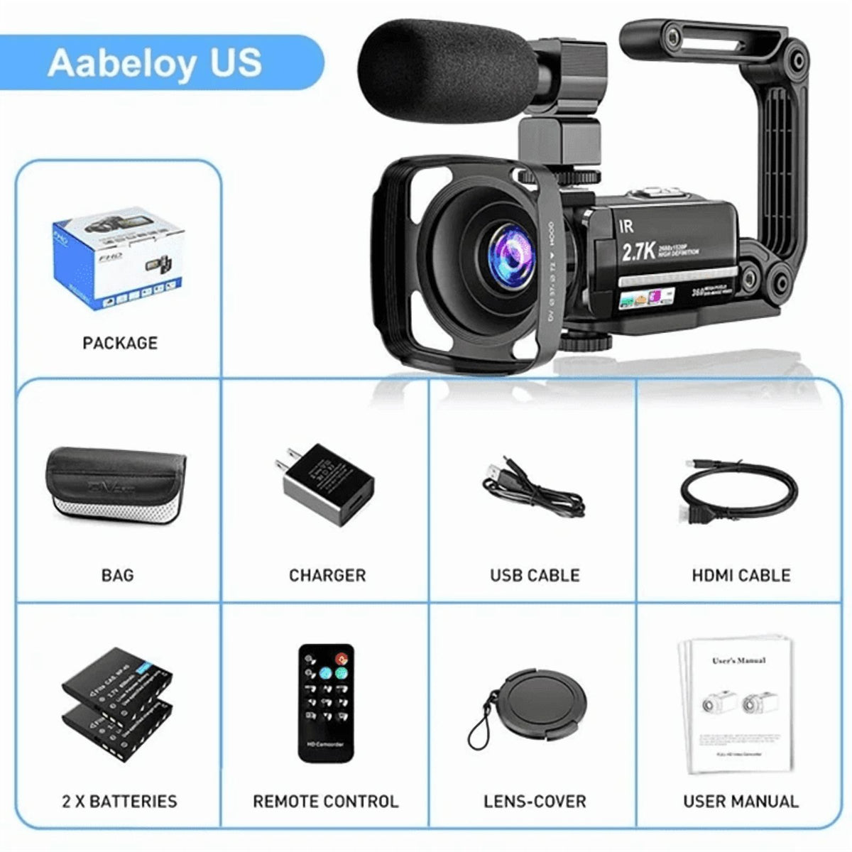 4K Digital Video Camera Camcorder for YouTube Vlogging, 48MP IPS Display, 16X Digital Zoom Recorder