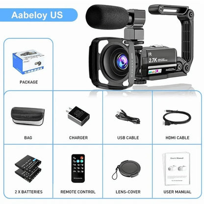4K Digital Video Camera Camcorder for YouTube Vlogging, 48MP IPS Display, 16X Digital Zoom Recorder