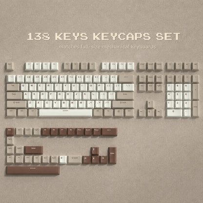 138 Keys Retro Brown Gray PBT Keycap Double Shot Cherry Profile Key Caps for Cherry MX Switches Mechanical Gamer Keyboard