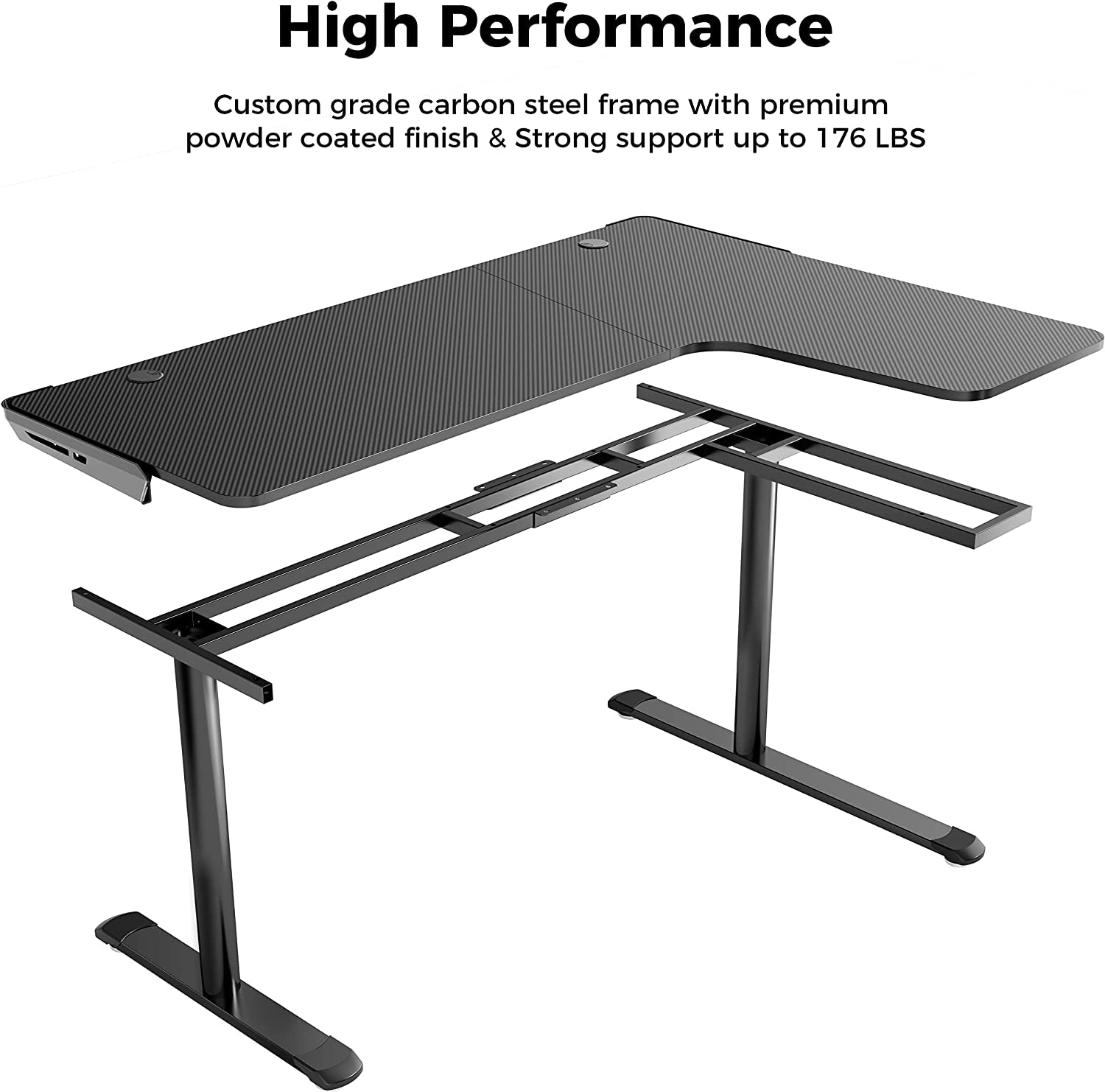 Gaming Desk, 60 Inch L-Shaped Computer Desk, Right, Black
