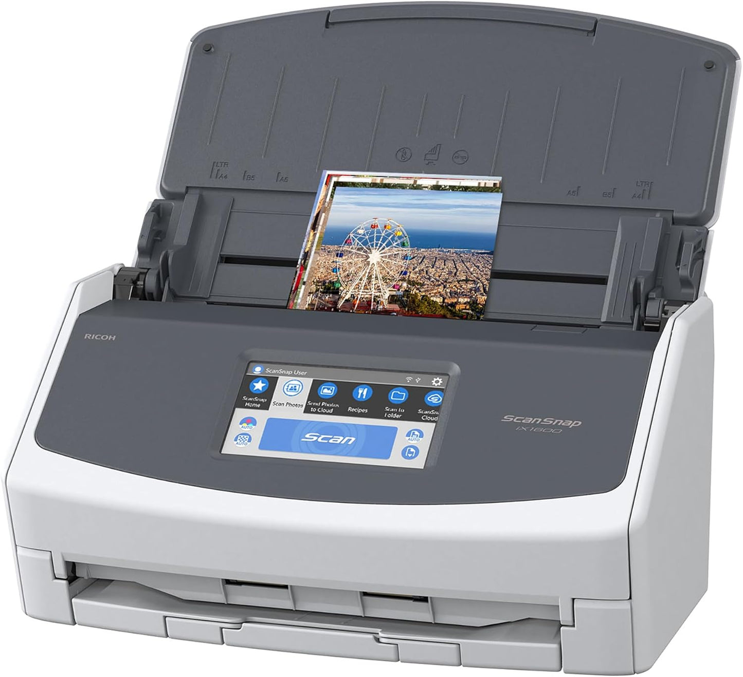 Ix1600 Photo and Document Scanner, Wireless or USB, White