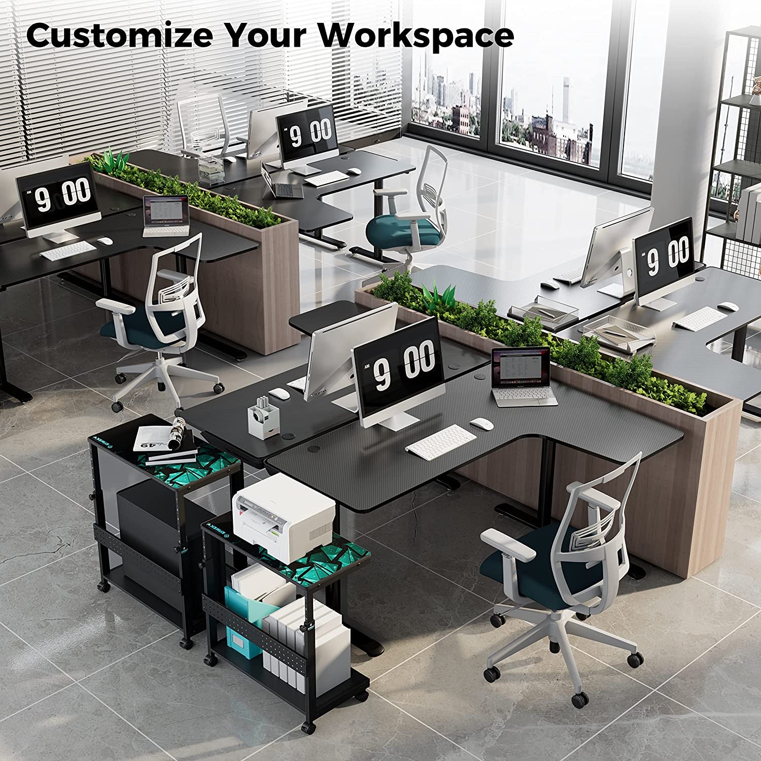 Gaming Desk, 60 Inch L-Shaped Computer Desk, Right, Black