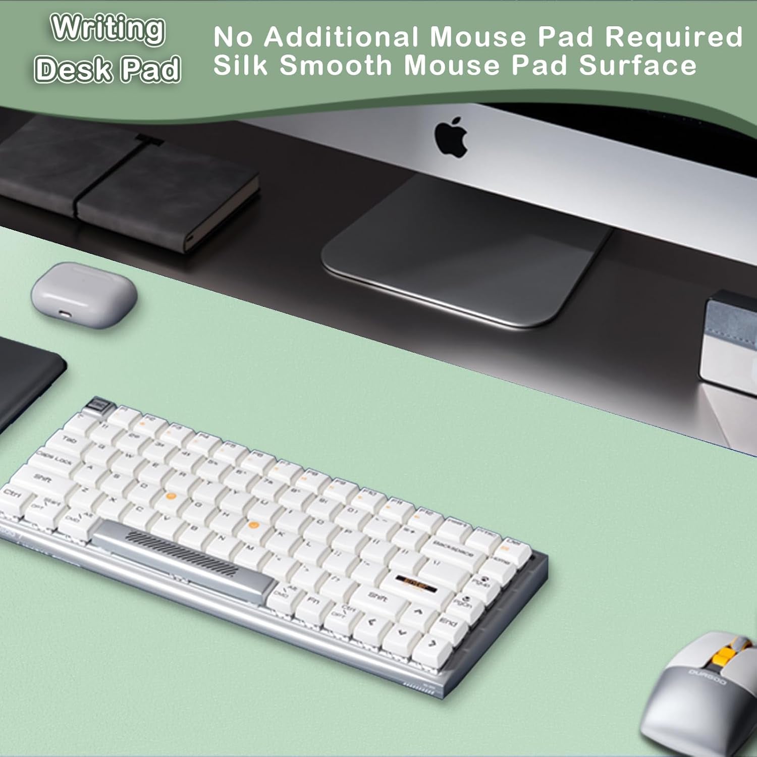 Leather Desk Pad Protector - Non-Slip Mouse Pad and Writing Surface for Office and Home, Waterproof Blotter (M-Green, 30" x 14")