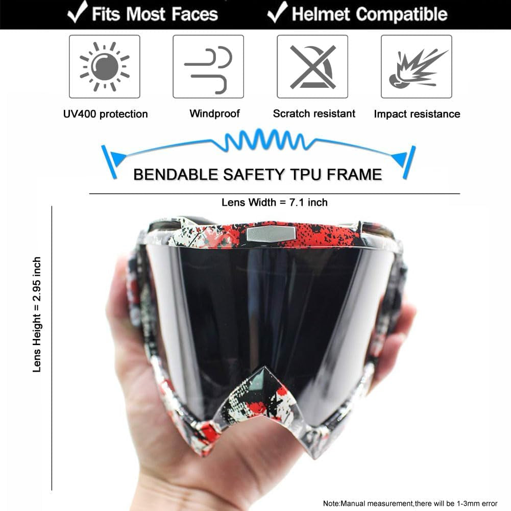 Dirt Bike ATV Goggles-Motorcycle Offroad Riding Helmet Motocross