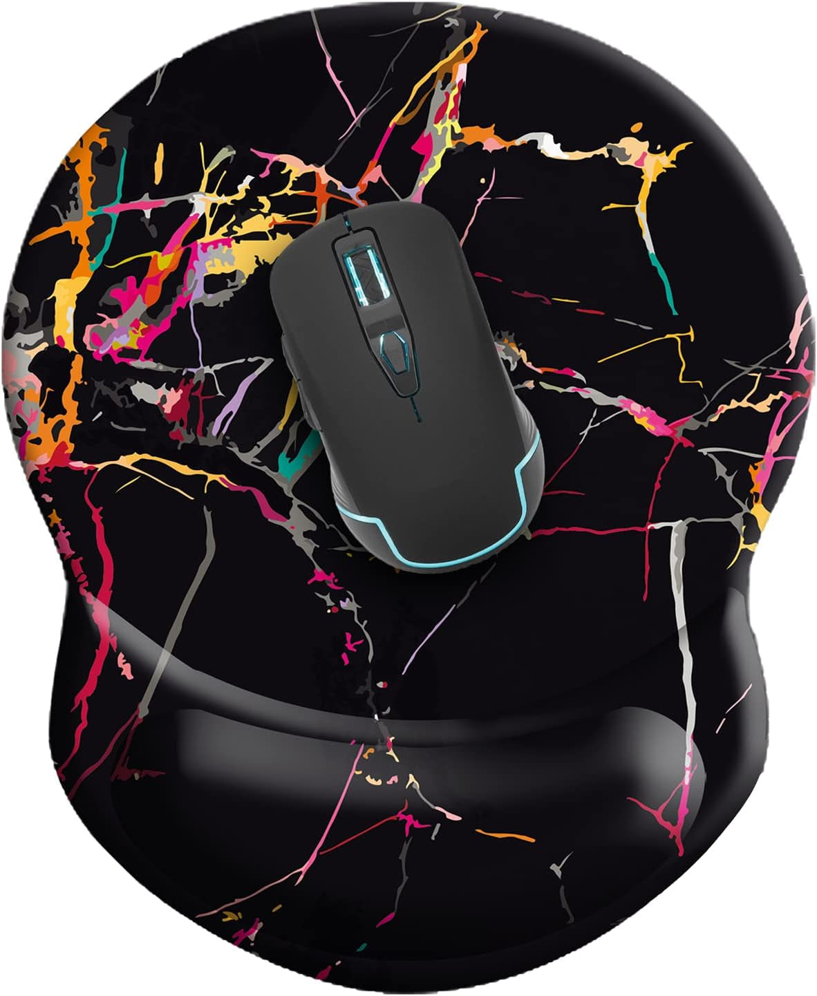Wrist Mouse Pad, Non-Slip Ergonomic Mouse Pad with Gel Wrist Rest Support, Gaming Mouse Pad 8.7 X 7.5 Inches Pad for Computer, Laptop, Home, Office (Black Marble)
