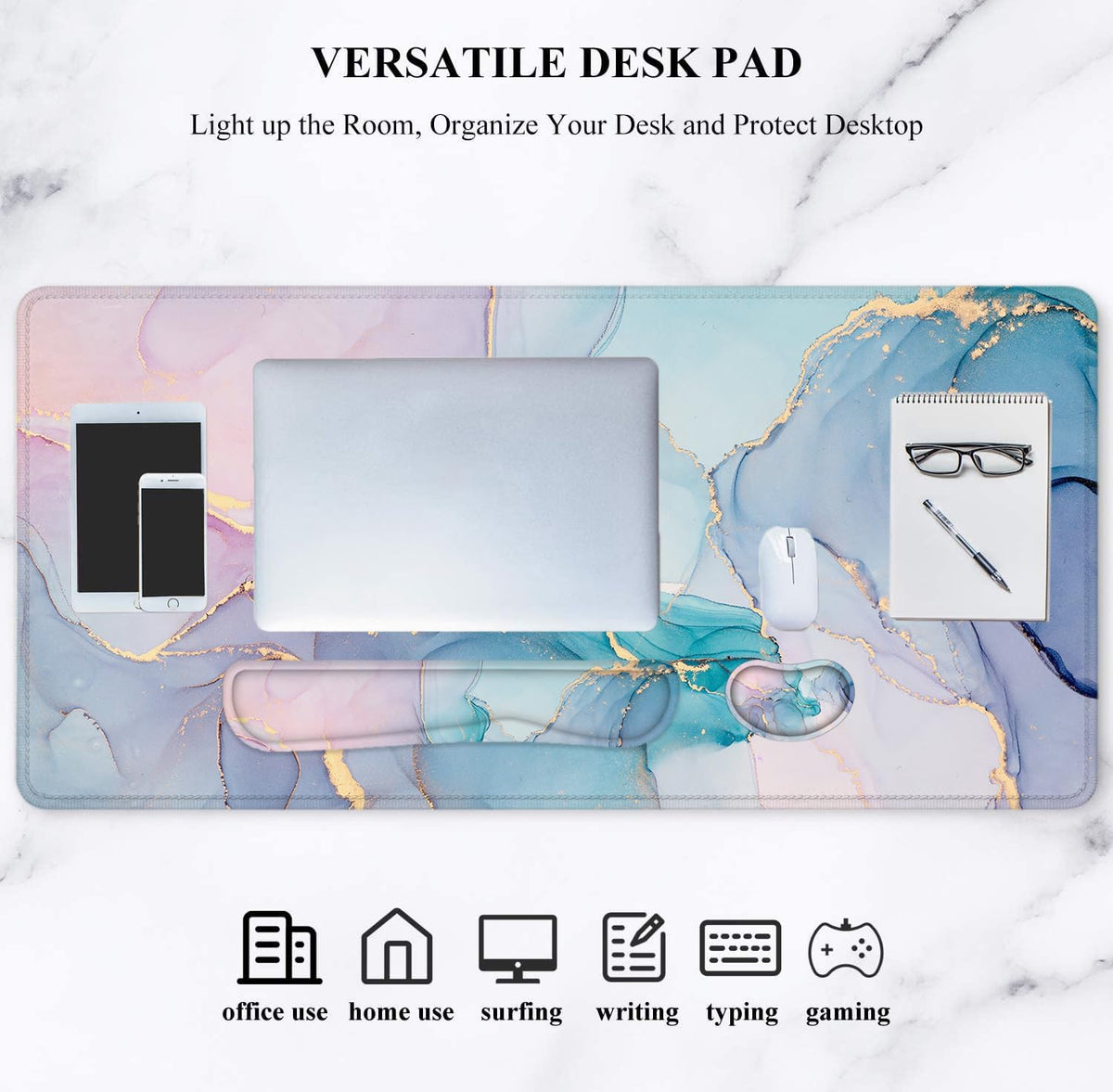 Large Mouse Pad with Wrist Rest, 4-In-1 Wrist Rest for Keyboard and Mouse