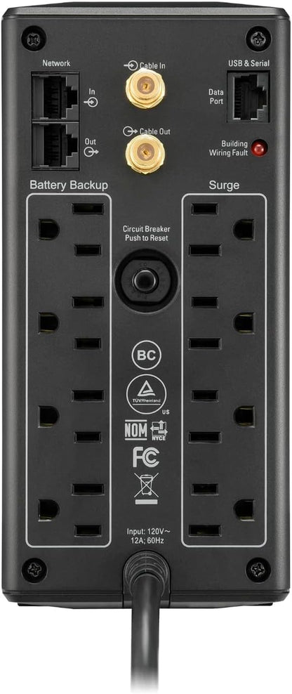 850VA/510W Pro UPS Backup Battery Power Supply for Office Electronics,