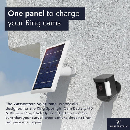 Solar Panel Compatible with Ring Battery-Powered-Security Cam, Spotlight Cam 2K (2Nd Gen)/Plus/Pro, Outdoor Cam 2K (2Nd Gen)/Plus, Stick up Cam/Pro - 1 Pack, White