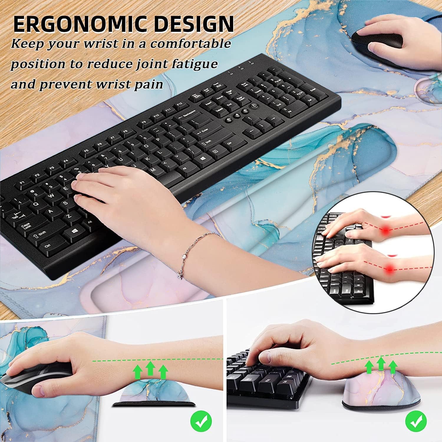 Large Mouse Pad with Wrist Rest, 4-In-1 Wrist Rest for Keyboard and Mouse