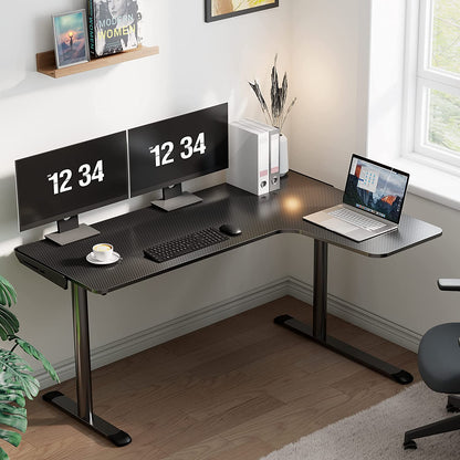 Gaming Desk, 60 Inch L-Shaped Computer Desk, Right, Black