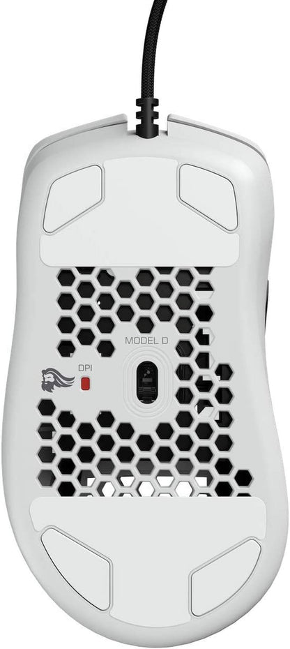 Model D Wired Gaming Mouse - 68G Ultra-Lightweight Honeycomb Structure, RGB Lighting, Ergonomic Design, Pixart 3360 Sensor, Omron Switches, PTFE Feet, 6 Programmable Buttons - Glossy White