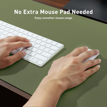 Leather Desk Pad Protector, Mouse Pad, Office Desk Mat, Non-Slip PU Leather Desk Blotter, Laptop Desk Pad, Waterproof Desk Writing Pad for Office and Home (31.5" X 15.7",Olive Green)