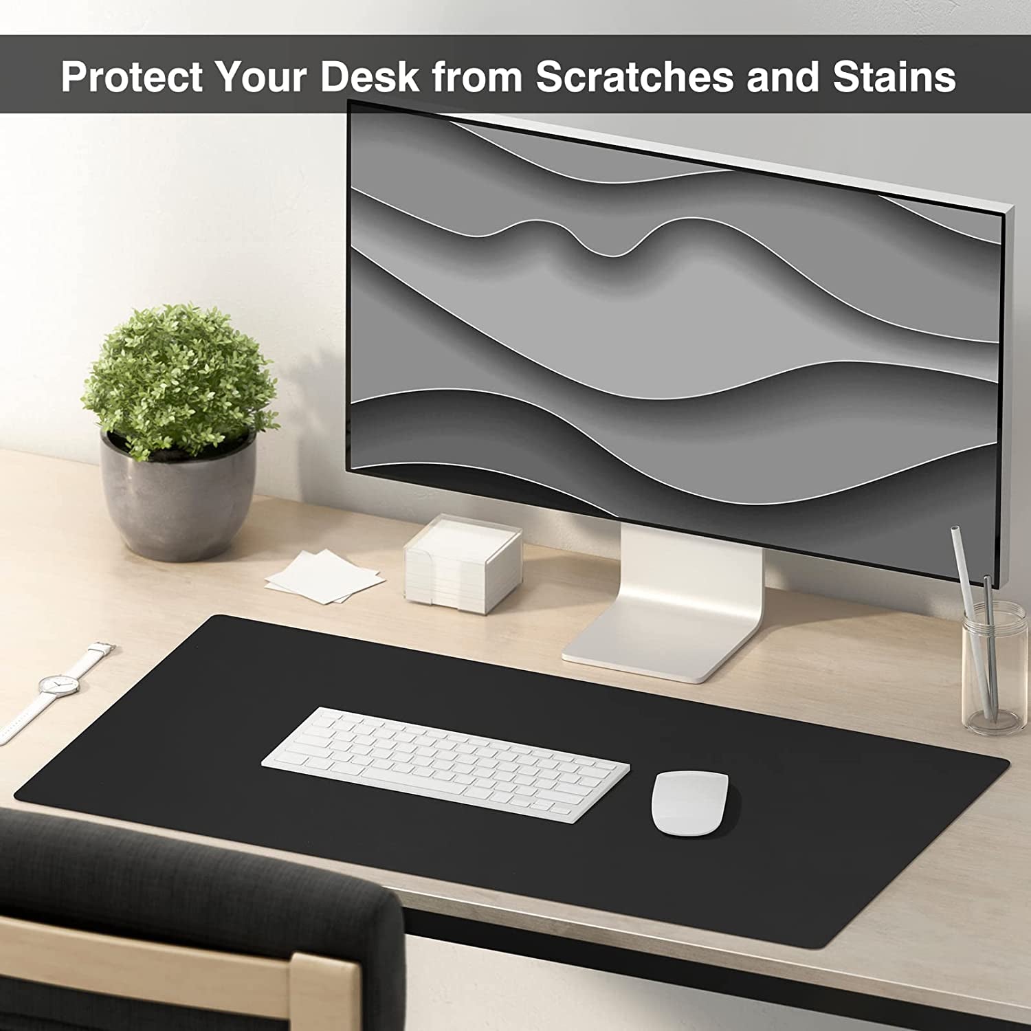 Leather Desk Pad Protector 36”X17” Desk Blotter Pad, Waterproof Writing Desk Accessories