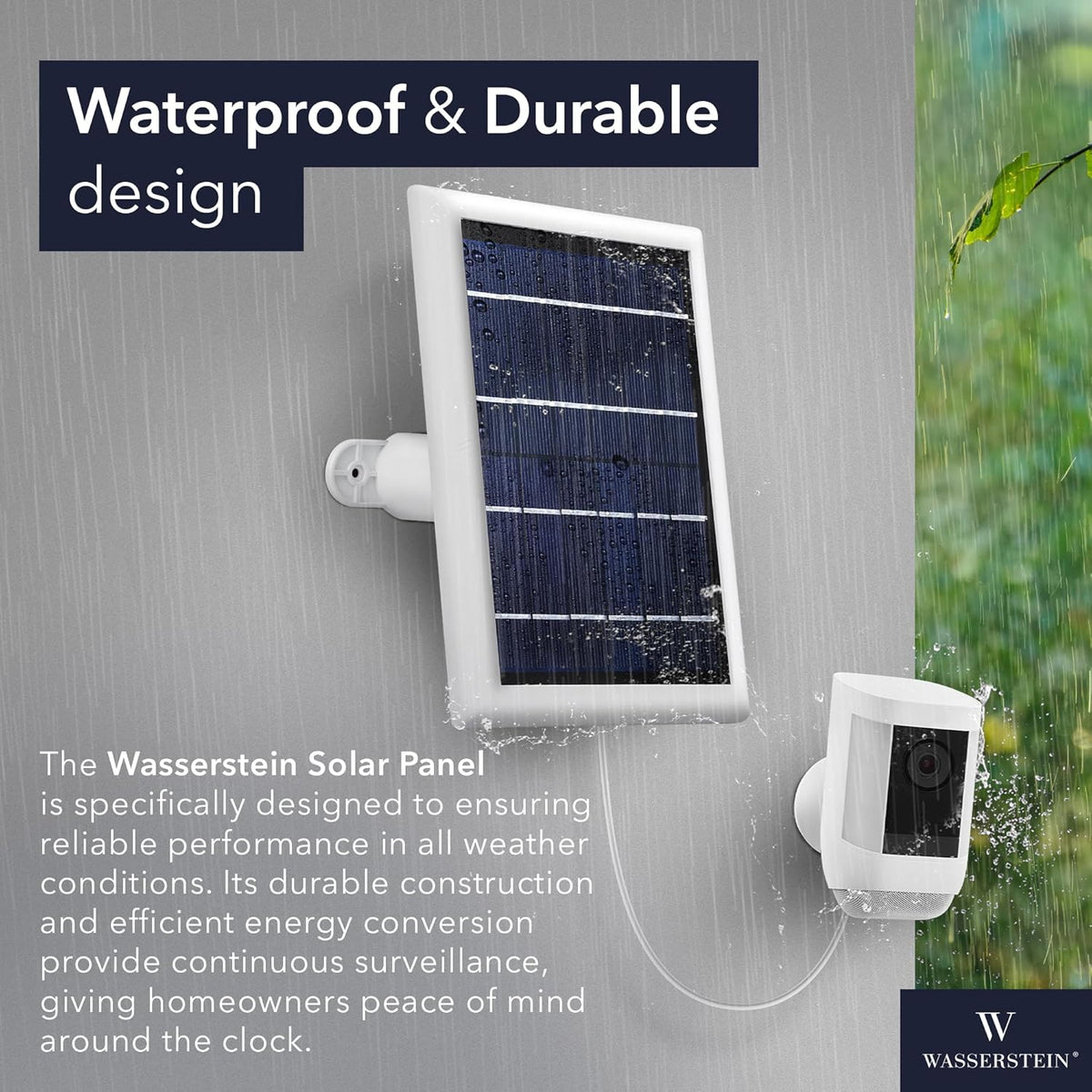 Solar Panel Compatible with Ring Battery-Powered-Security Cam, Spotlight Cam 2K (2Nd Gen)/Plus/Pro, Outdoor Cam 2K (2Nd Gen)/Plus, Stick up Cam/Pro - 1 Pack, White