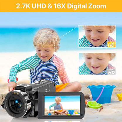 4K Digital Video Camera Camcorder for YouTube Vlogging, 48MP IPS Display, 16X Digital Zoom Recorder