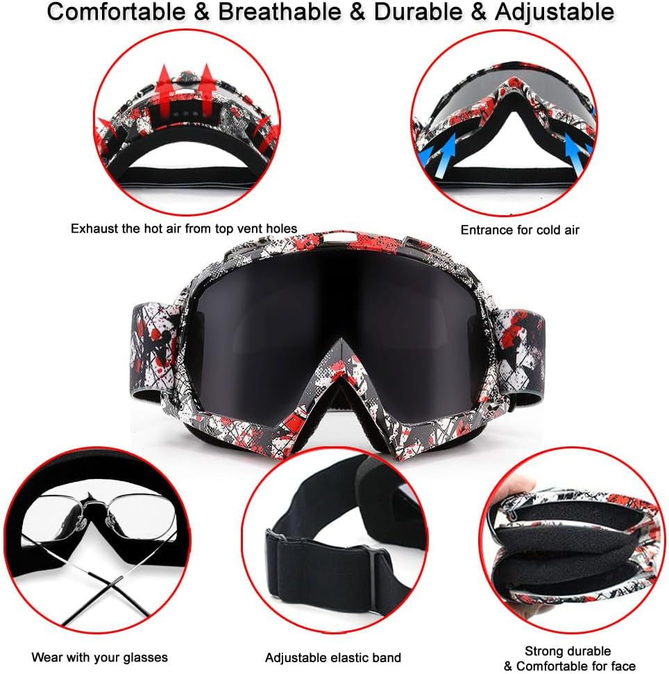 Dirt Bike ATV Goggles-Motorcycle Offroad Riding Helmet Motocross