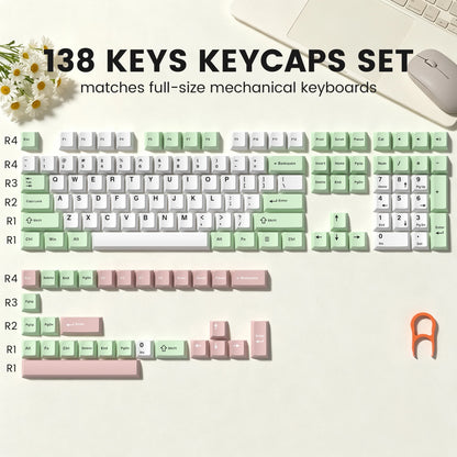 138 Keys Retro Brown Gray PBT Keycap Double Shot Cherry Profile Key Caps for Cherry MX Switches Mechanical Gamer Keyboard