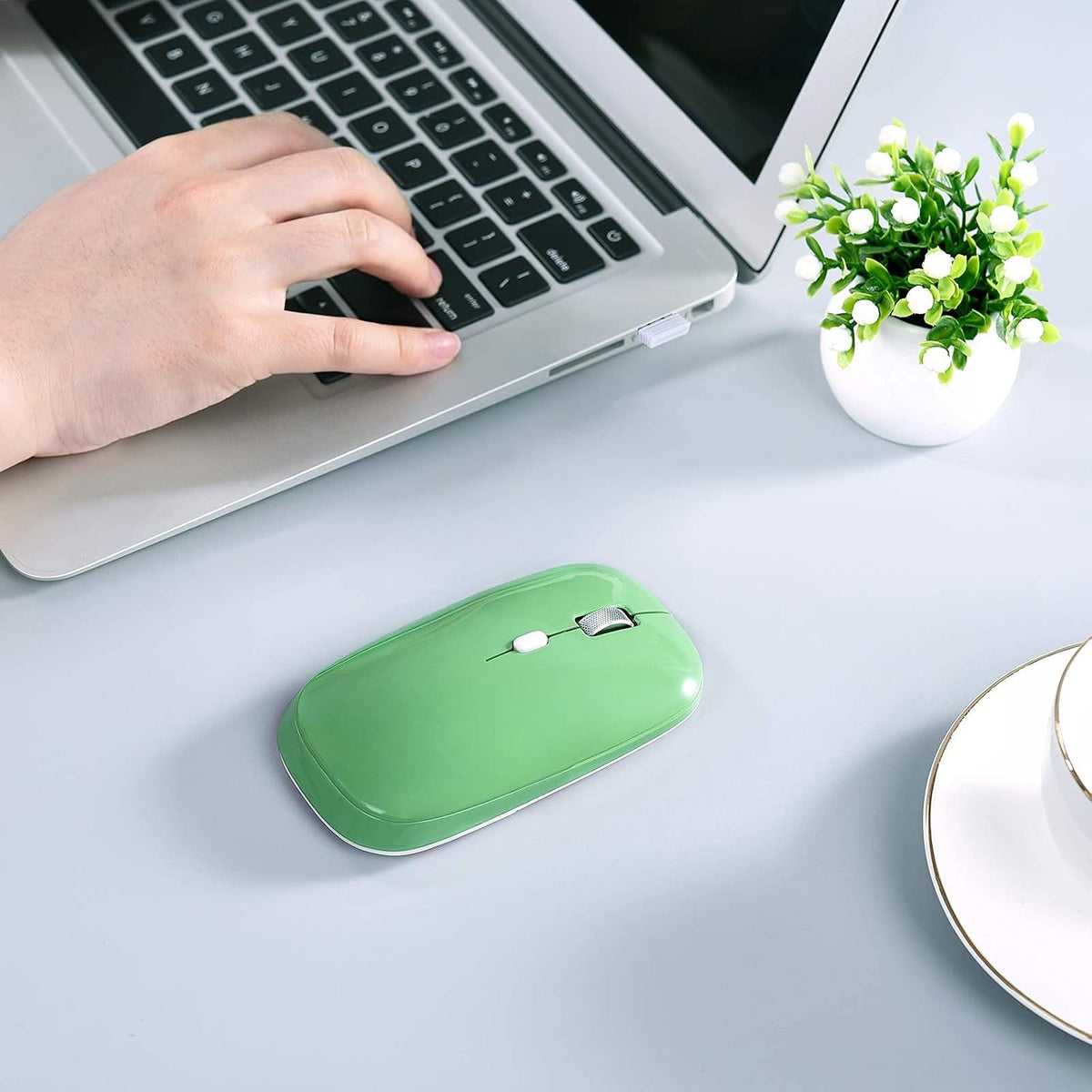 Wireless Mouse, 2.4G Slim Silent Cordless Mouse with USB Receiver, 3 Adjustable DPI Portable Optical Wireless Computer Mice for Laptop, PC, Notebook, Computer, Desktop, Mac (Green)