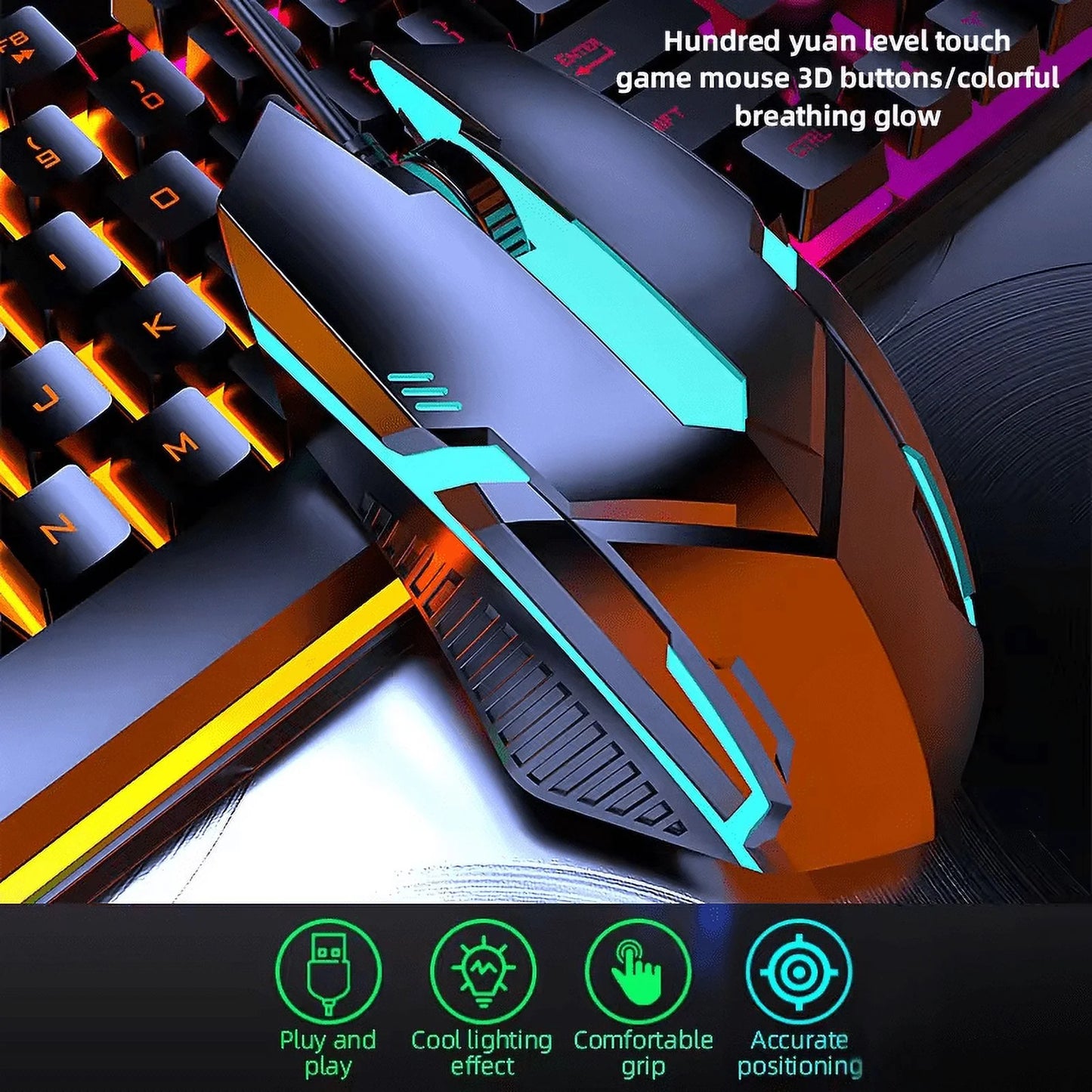 Wired Gaming Keyboard with RGB Backlight, Black
