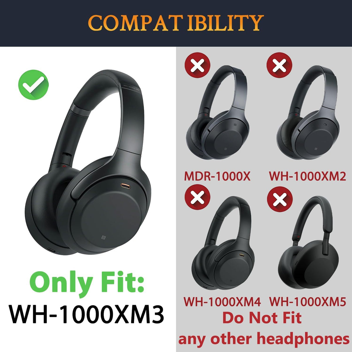 Earpads for Sony WH-1000XM3 - Black