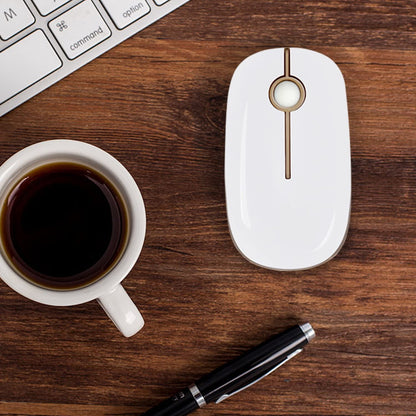 Wireless Mouse, 2.4G Slim Computer Laptop Mouse, White and Gold