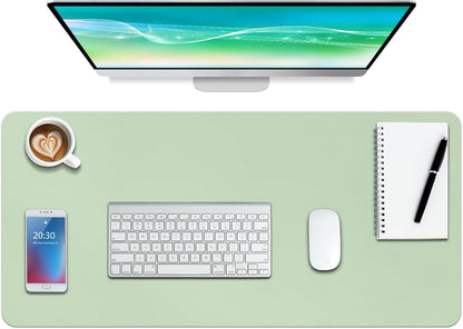 Leather Desk Pad Protector - Non-Slip Mouse Pad and Writing Surface for Office and Home, Waterproof Blotter (M-Green, 30" x 14")