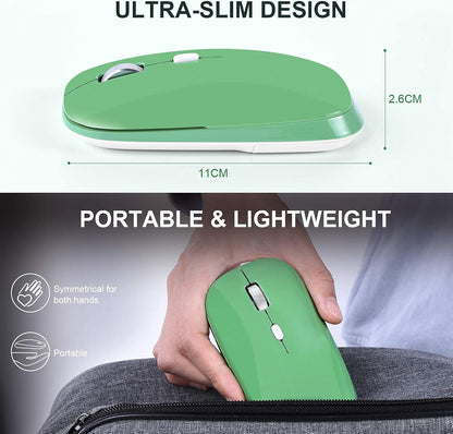Wireless Mouse, 2.4G Slim Silent Cordless Mouse with USB Receiver, 3 Adjustable DPI Portable Optical Wireless Computer Mice for Laptop, PC, Notebook, Computer, Desktop, Mac (Green)