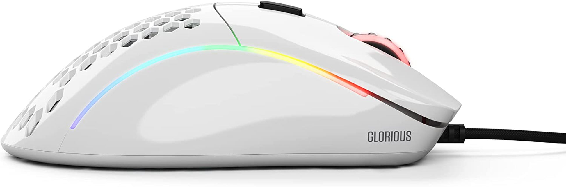 Model D Wired Gaming Mouse - 68G Ultra-Lightweight Honeycomb Structure, RGB Lighting, Ergonomic Design, Pixart 3360 Sensor, Omron Switches, PTFE Feet, 6 Programmable Buttons - Glossy White